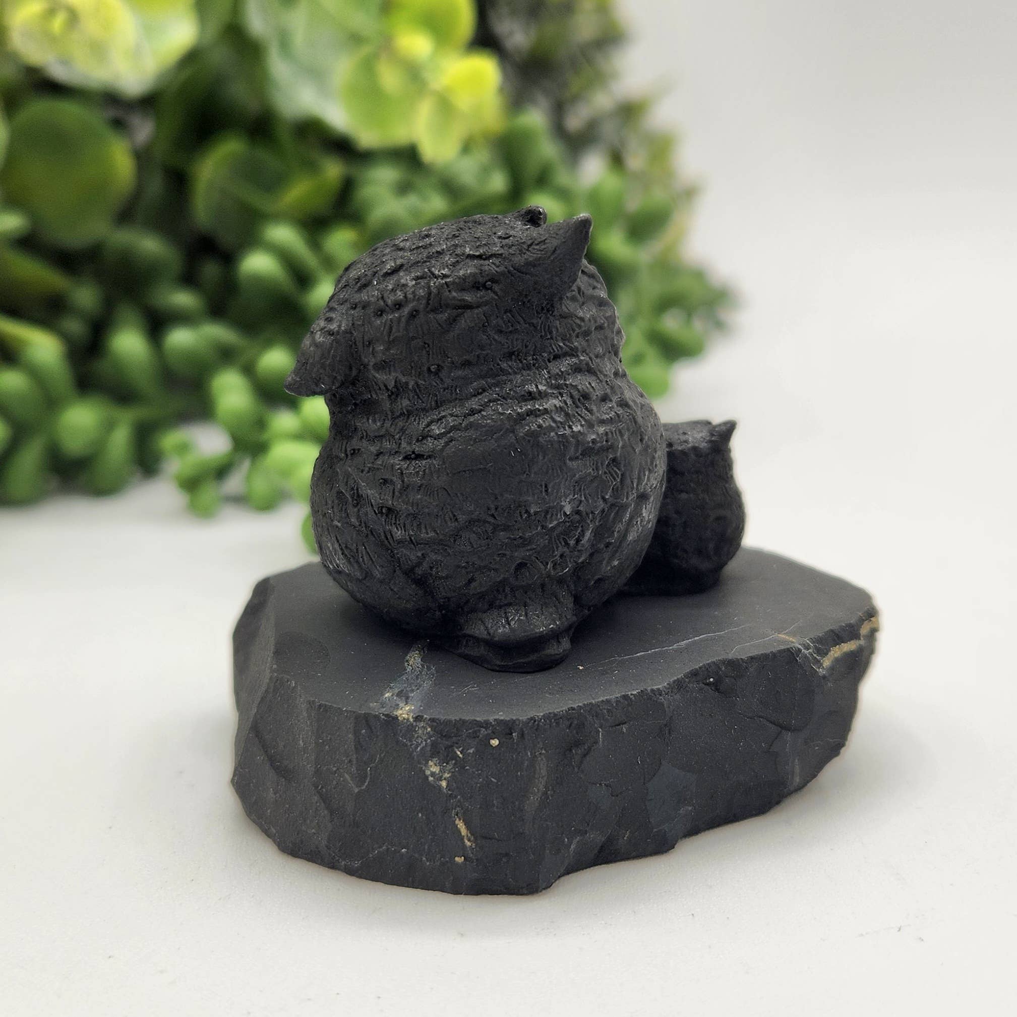 Shungite Figurine Owl and Owlet - EMF Protection (6.5x4x5cm)