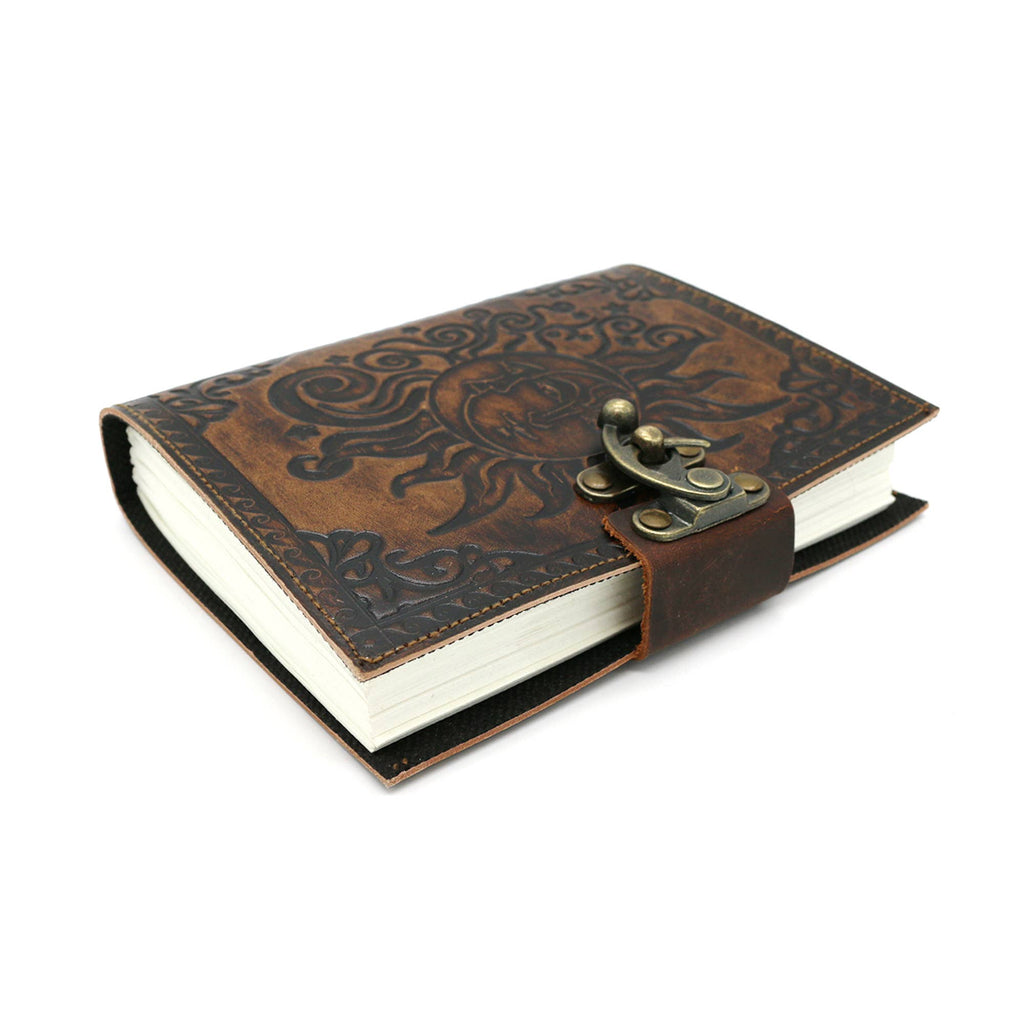 Embossed Celestial Blank Leather Journal (5 x 7 in.)