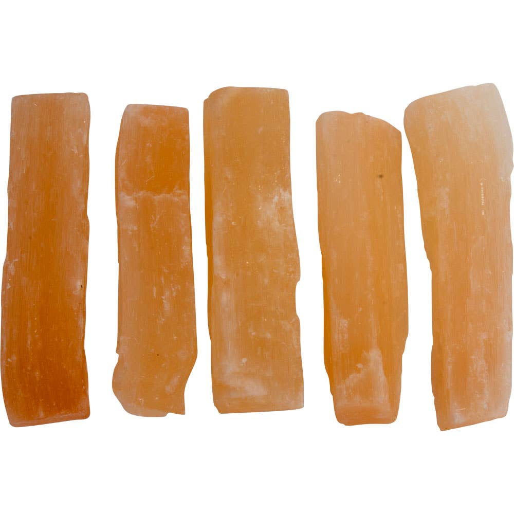 Rough Stone 3-4-Inch Rectangle Orange Selenite (Pack of 5)