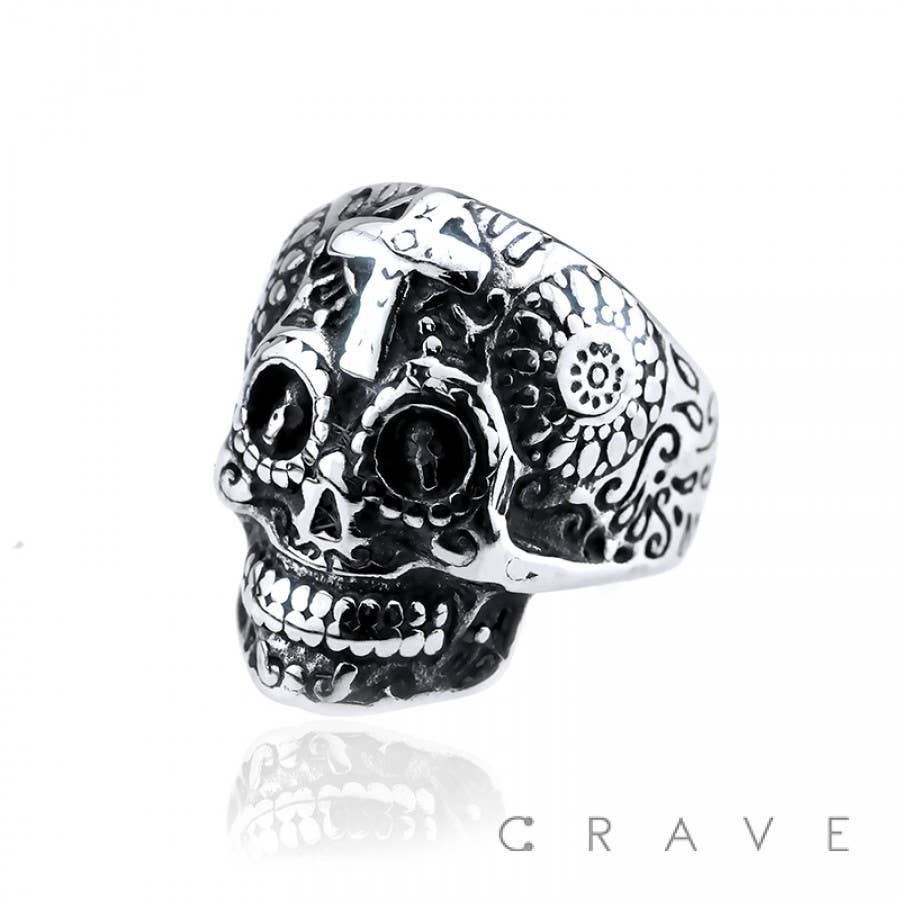 SS CROSS SKULL RING