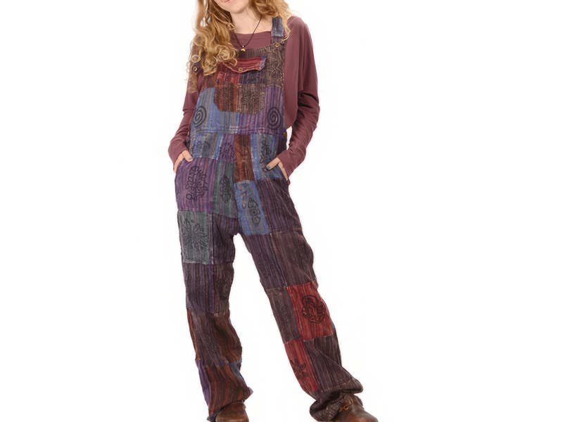Everyday People Patchwork Hand Block Print Overalls