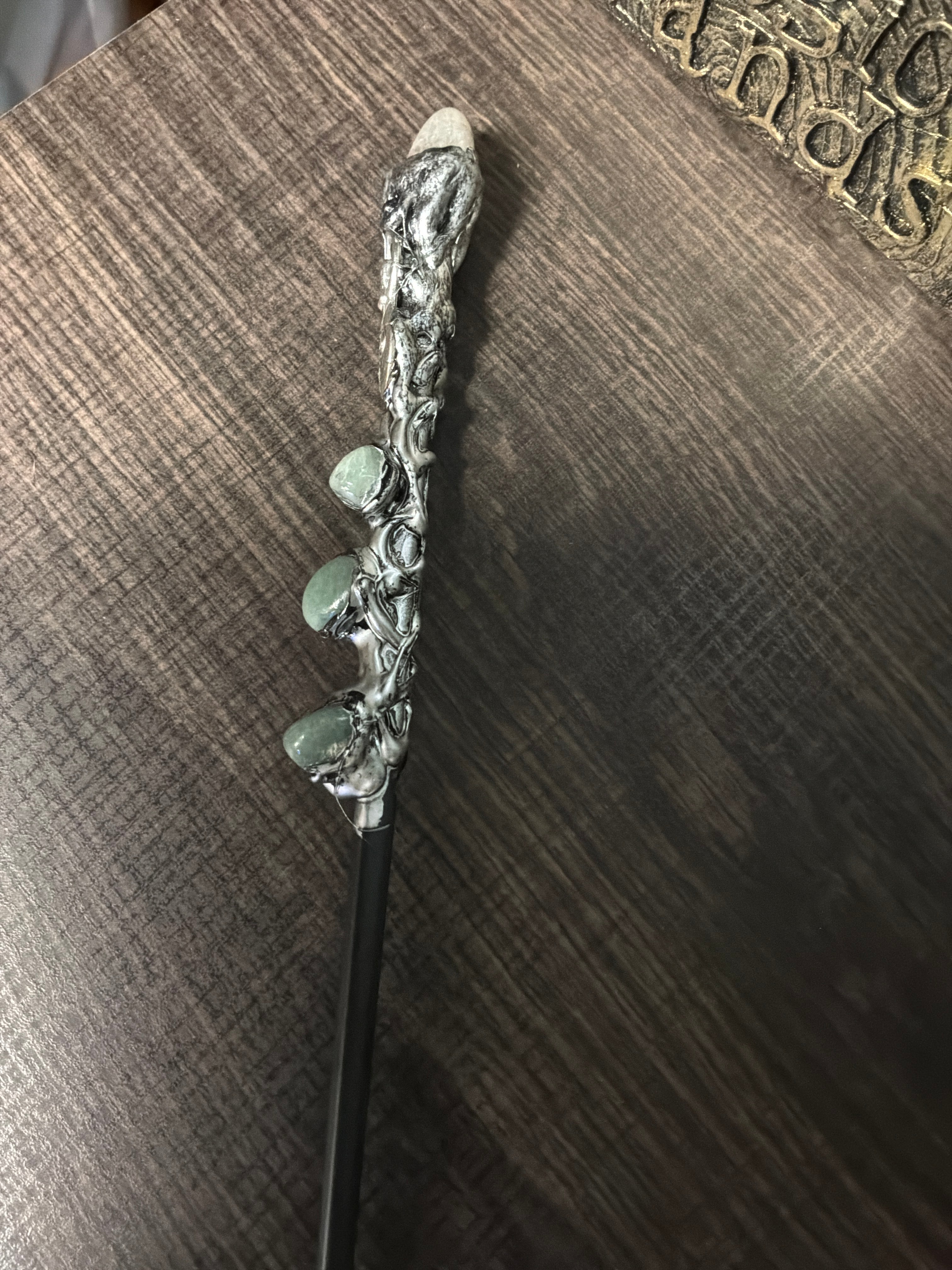 Magick Wand - Silver Spiral Goddess w/ Green Aventurine