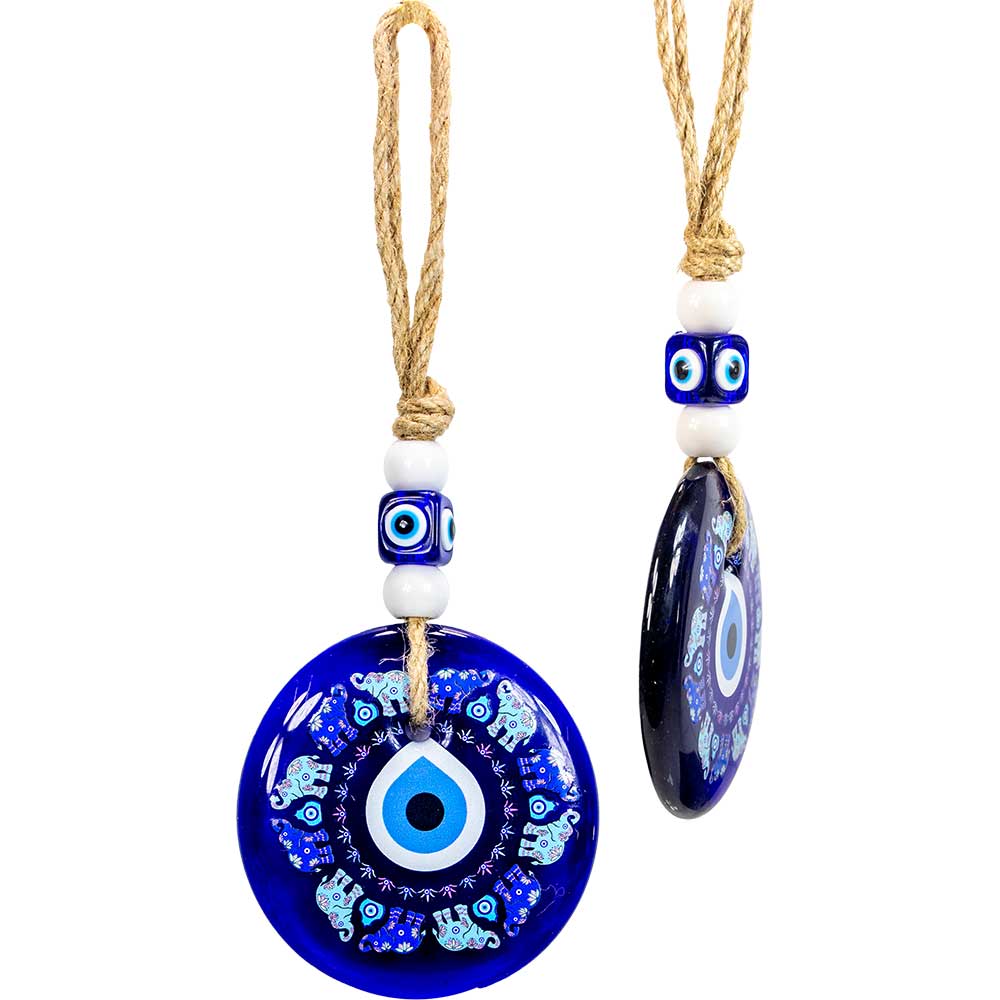 Glass Evil Eye Wall Hanging Talisman Circle of Fatima Hands