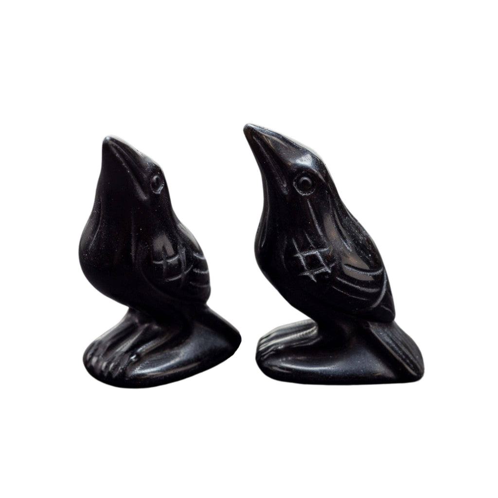 Hand Carved Obsidian Crow.