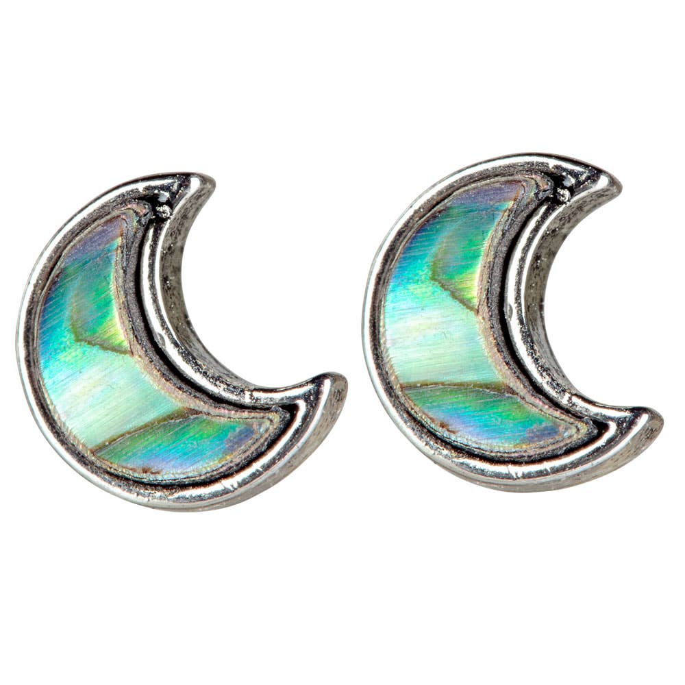 ABALONE SHELL CRESCENT MOON STUDS Earrings