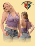 PRINTED COTTON 4 WAY SHIRRED HALTER TOP Blouse