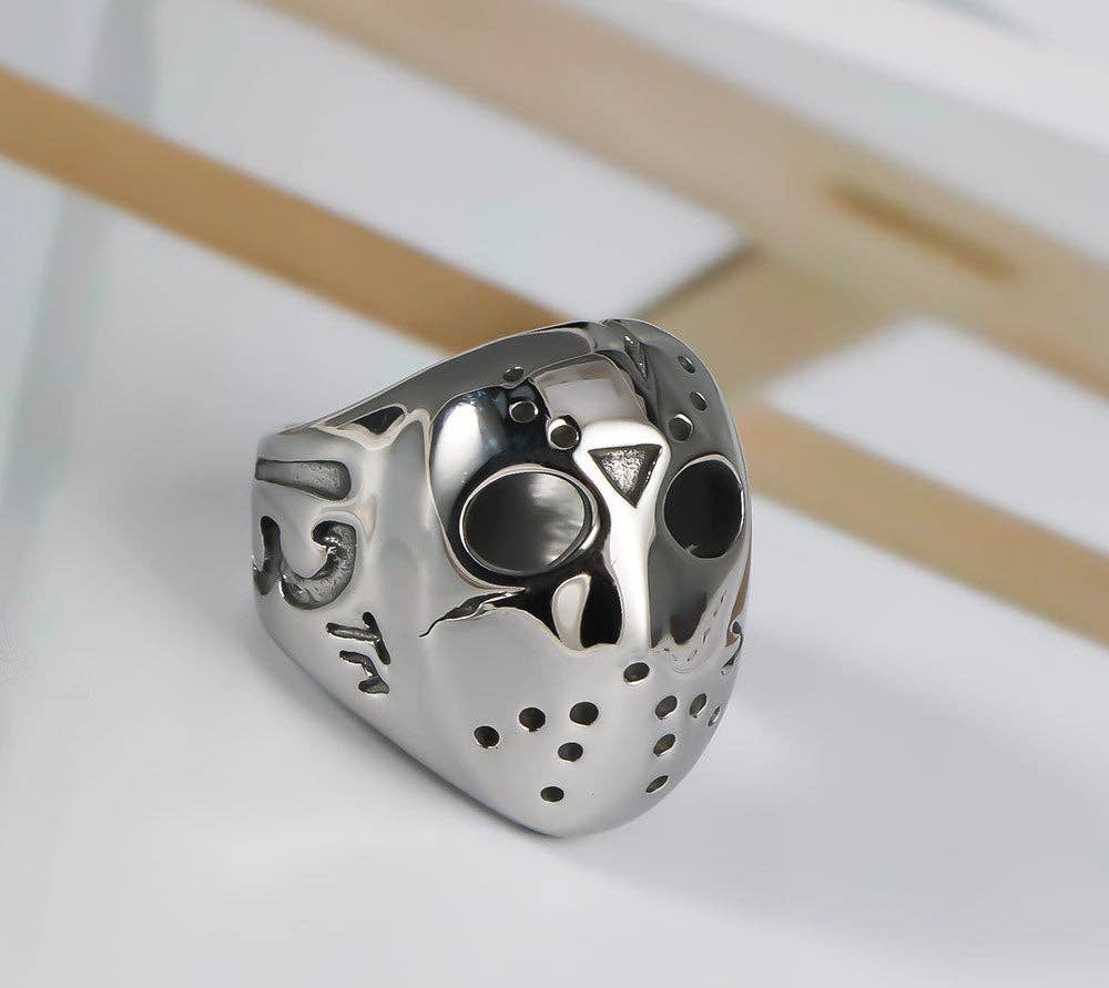 Punk Skull Titanium Steel Ring Men's Unisex Adjustable Ring
