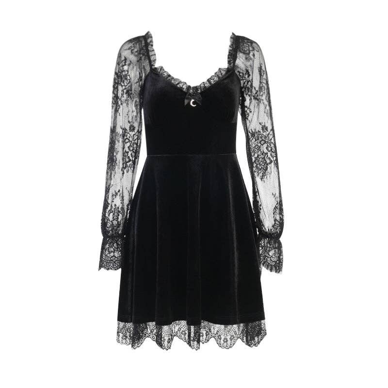 Dark Hip-Hop Lace Dress Elegant Fit