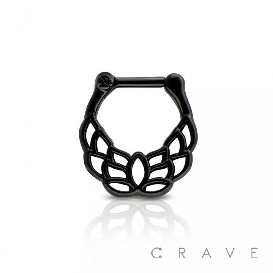 LOTUS LEAF PATTERNED HOOP SEPTUM CLICKER