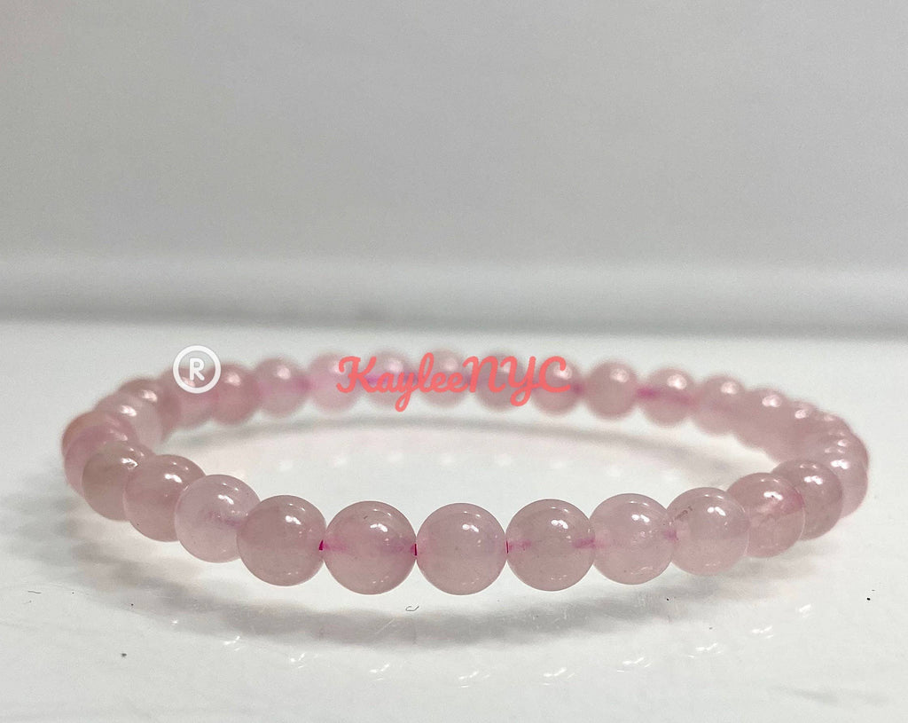 Natural Rose Quartz 6mm 7.5” Crystal Healing Stretch Bracele