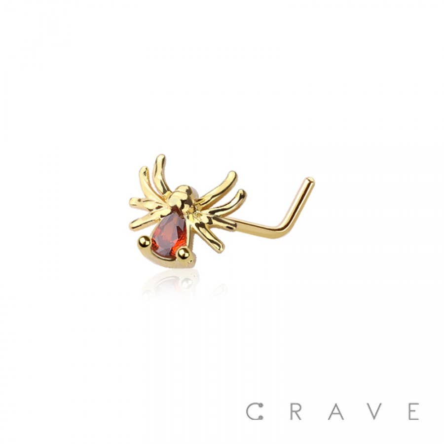 SPIDER 316L SURGICAL STEEL L-SHAPE NOSE STUD