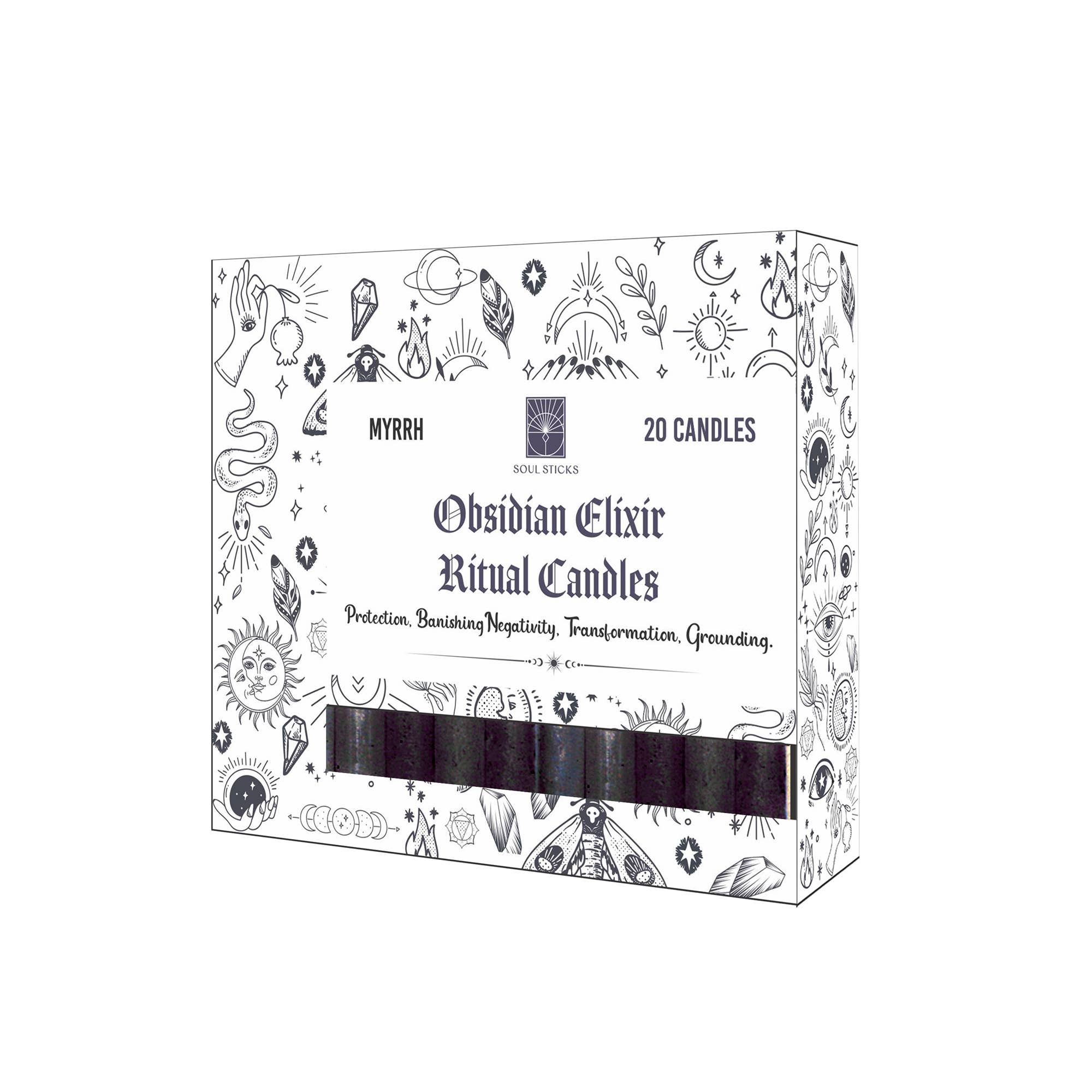 Ritual Candle - Soul Sticks Obsidian Elixir Myrrh Vanilla