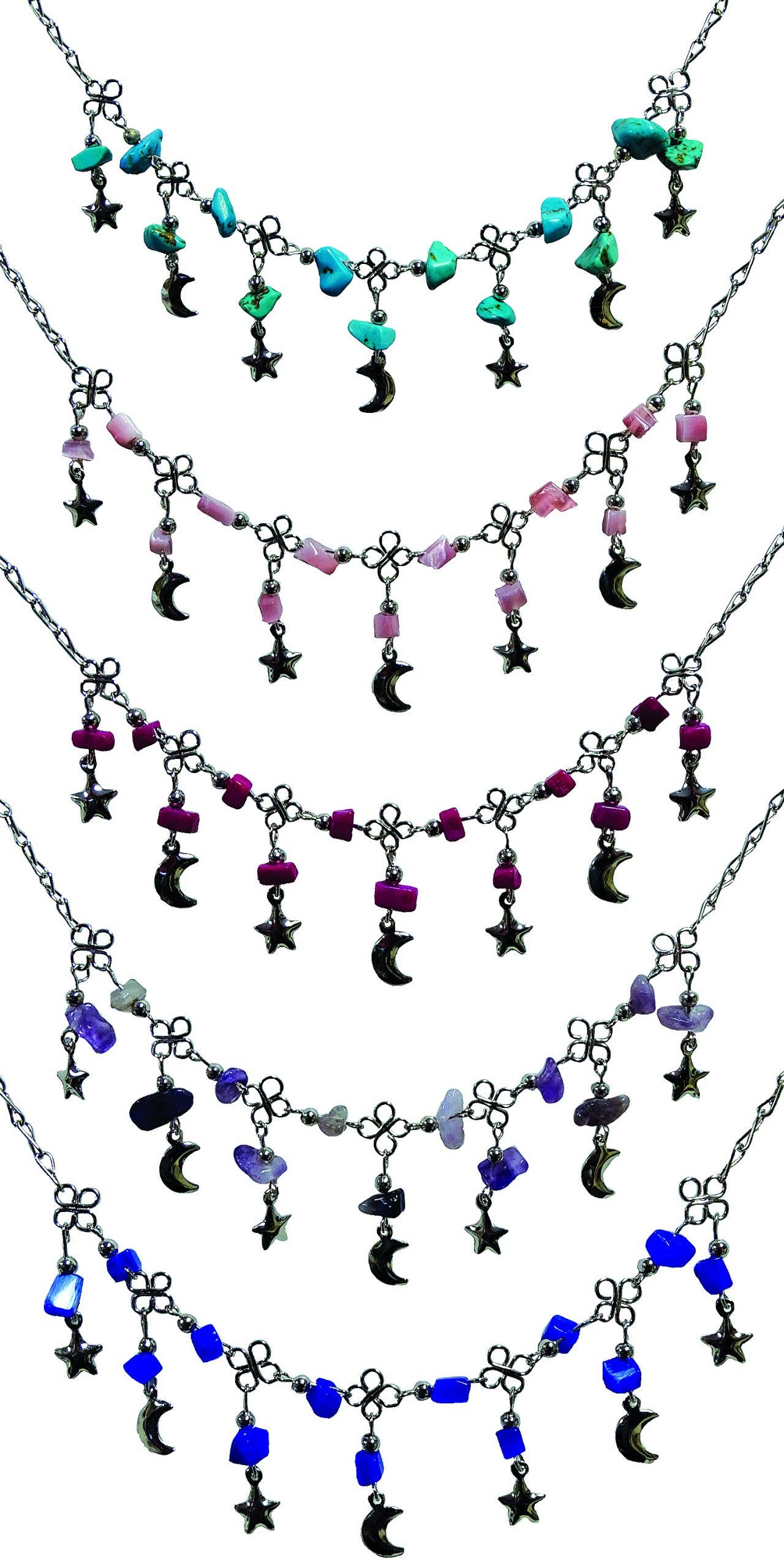 Stone Chip Moon And Star Charm Anklet