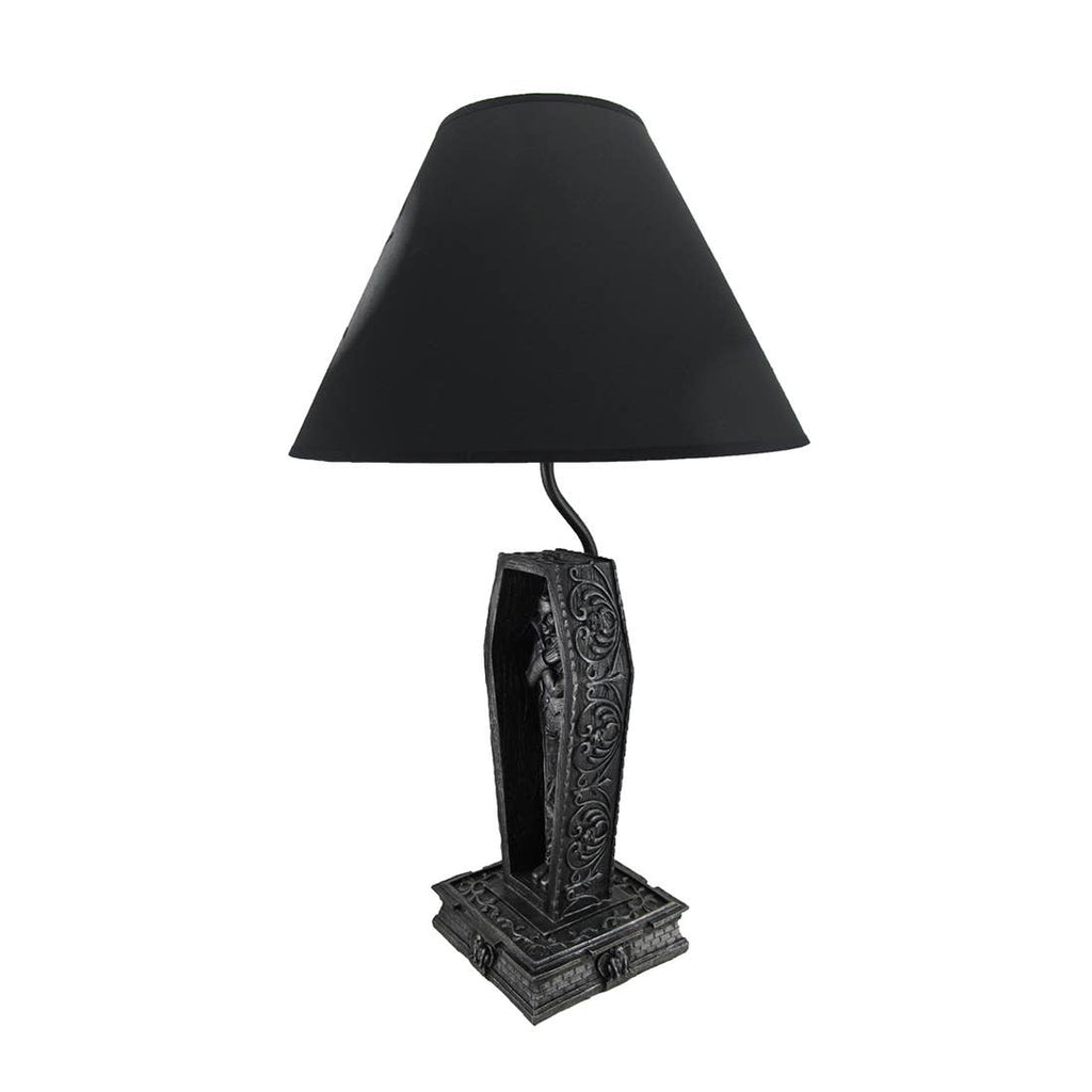 Dark Dawning Vampire in Coffin Black Table Lamp