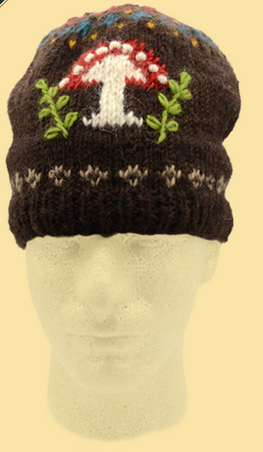 Mushroom Forest Wool Knitted Beanie Hat