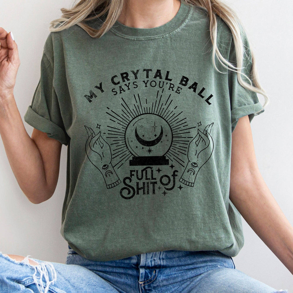 My Crystal Ball Says Retro Halloween T-shirt Black Print