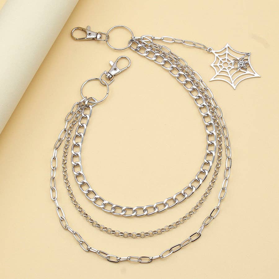 Trendy Punk Style Metal Spider Web Chain for Jeans
