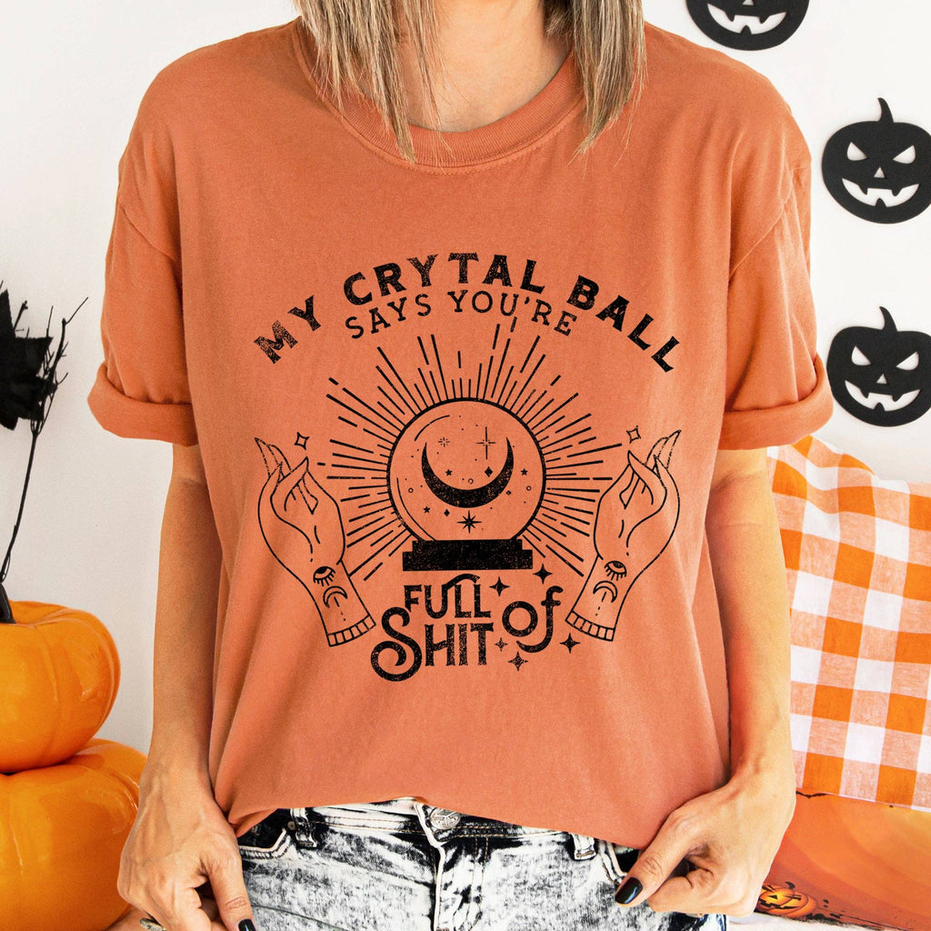 My Crystal Ball Says Retro Halloween T-shirt Black Print