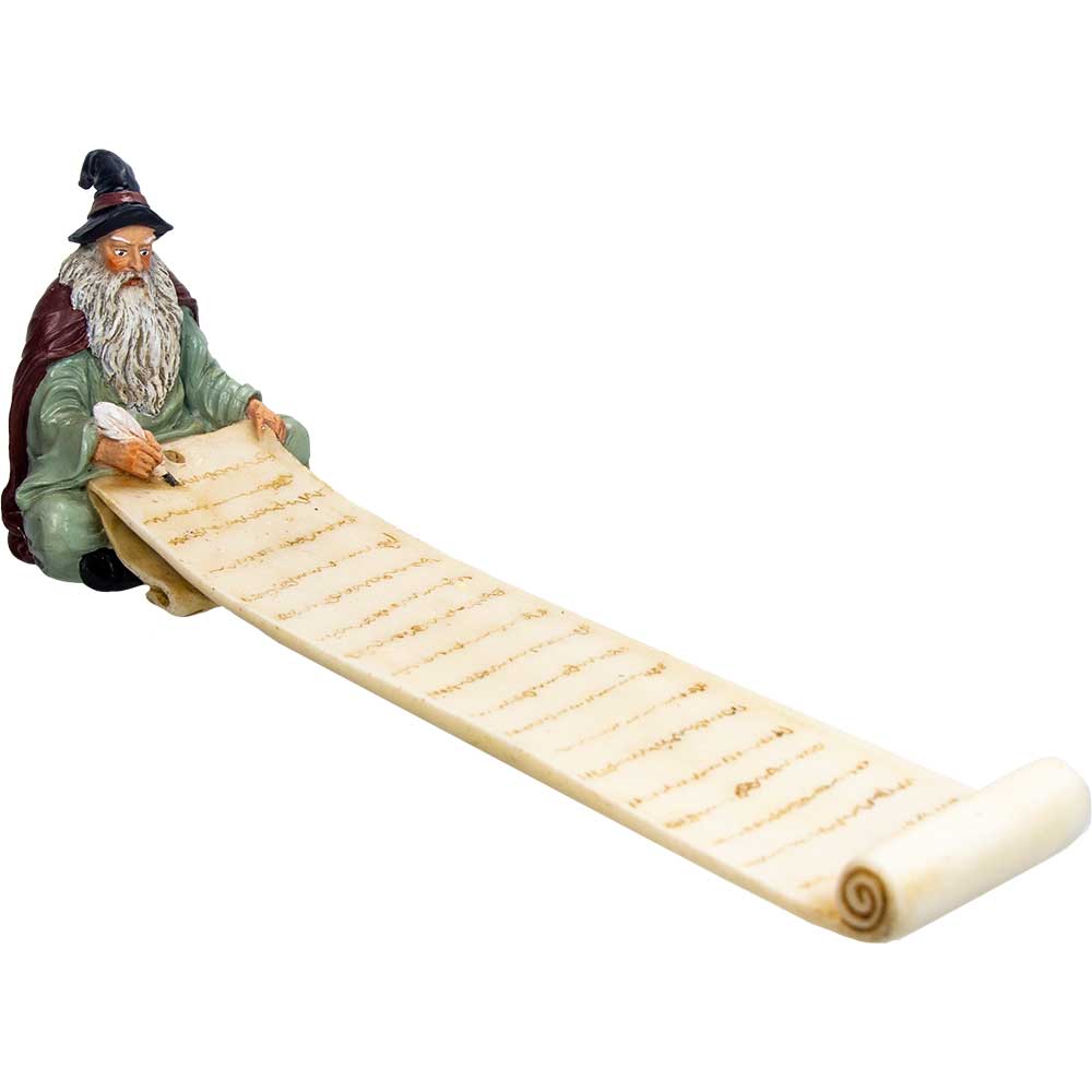 Polyresin Incense Holder - Wizard w/ Magic Scroll