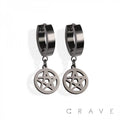 PAIR OF 316L SS HUGGIE/HOOP EARRINGS WITH STAR DANGLE
