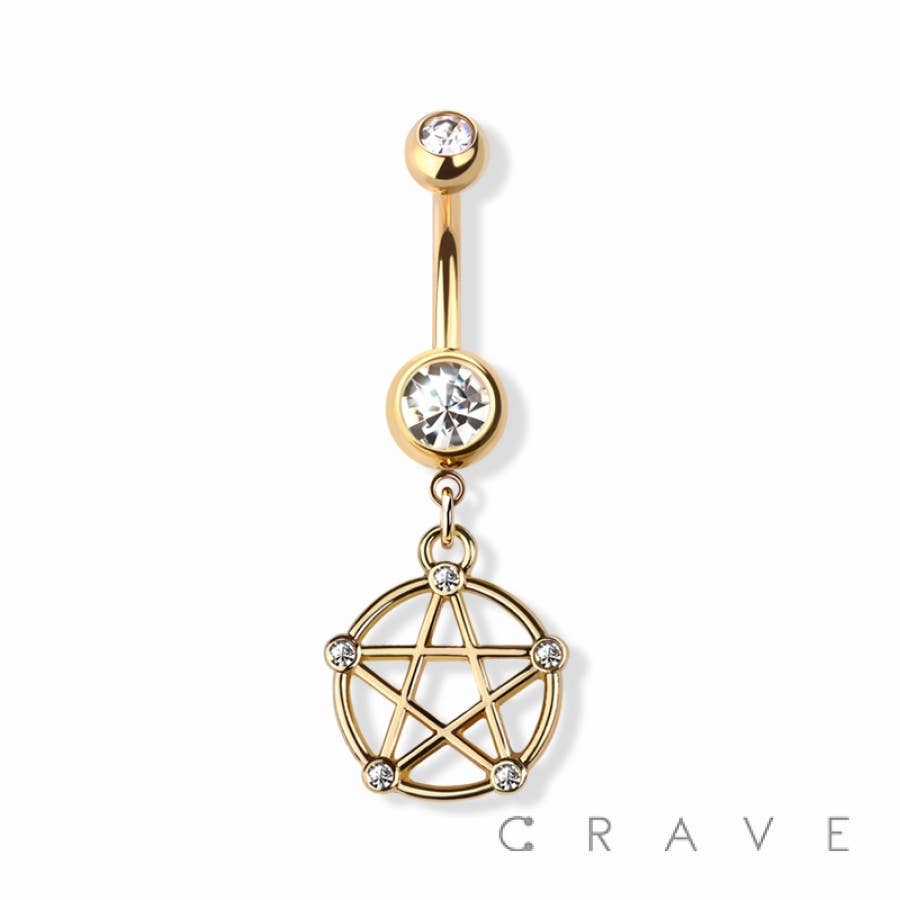 PENTACLE DANGLE 316L SURGICAL STEEL NAVEL RING