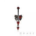 316L SURGICAL STEEL MULTI CZ RIB CAGE HEART DANGLE BELLY