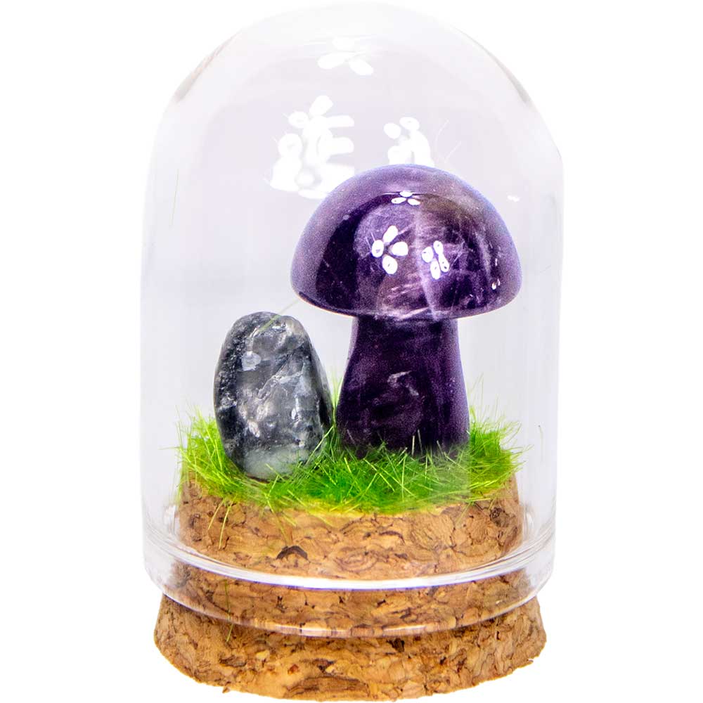 Gemstone Mini Mushroom Terrarium - Amethyst