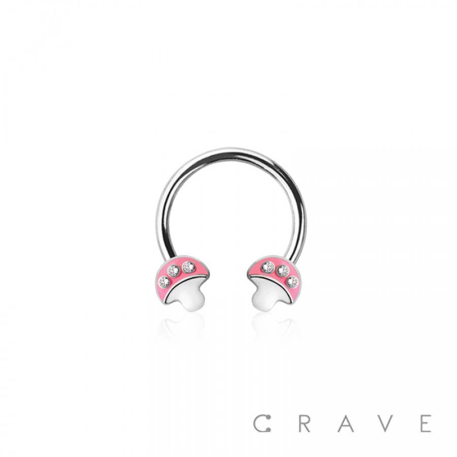 316L SURGICAL STEEL MAGICAL MUSHROOM ENDS HORSESHOE