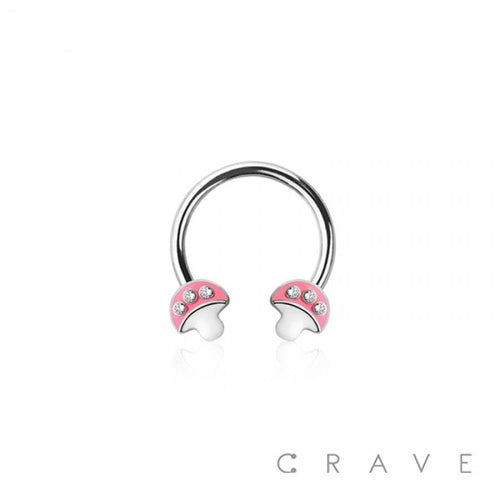 316L SURGICAL STEEL MAGICAL MUSHROOM ENDS HORSESHOE