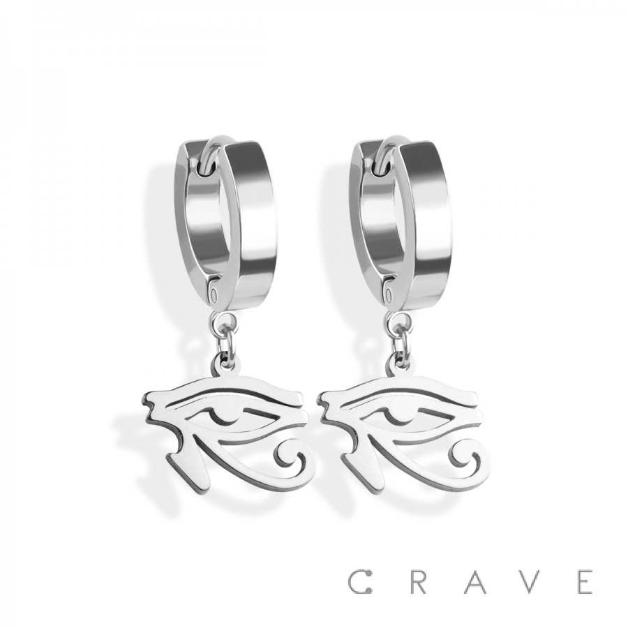 PAIR OF 316L SS EARRINGS WITH EGYPTIAN EYE DANGLE