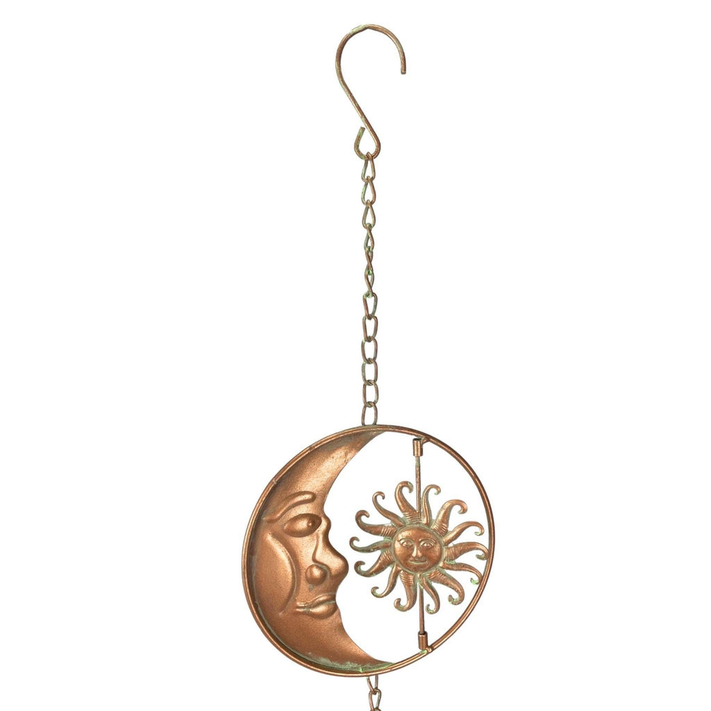 80-Inch Metal Rain Chain with Celestial Crescent Moon & Sun