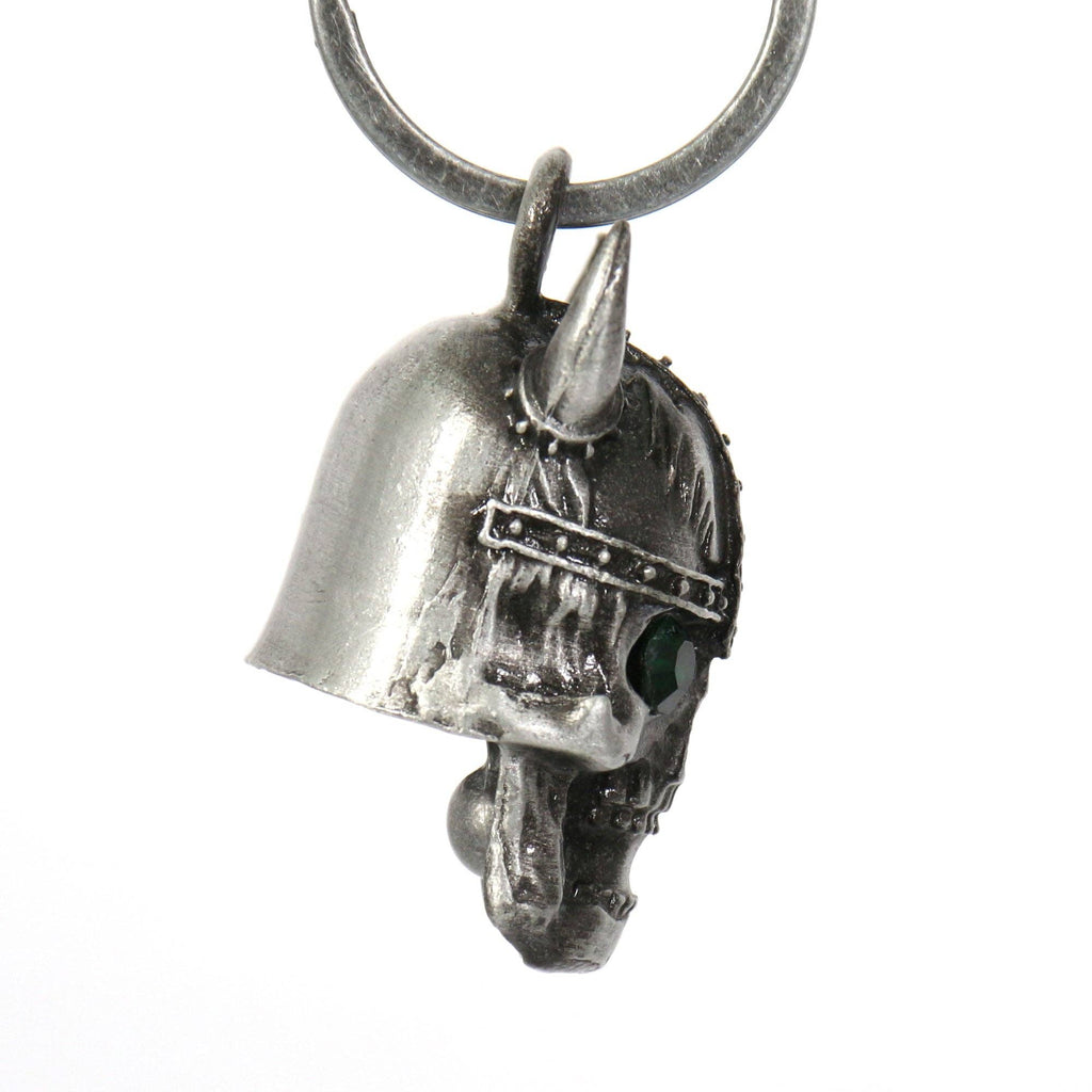 Hot Leathers Viking Skull Green Stones Bell