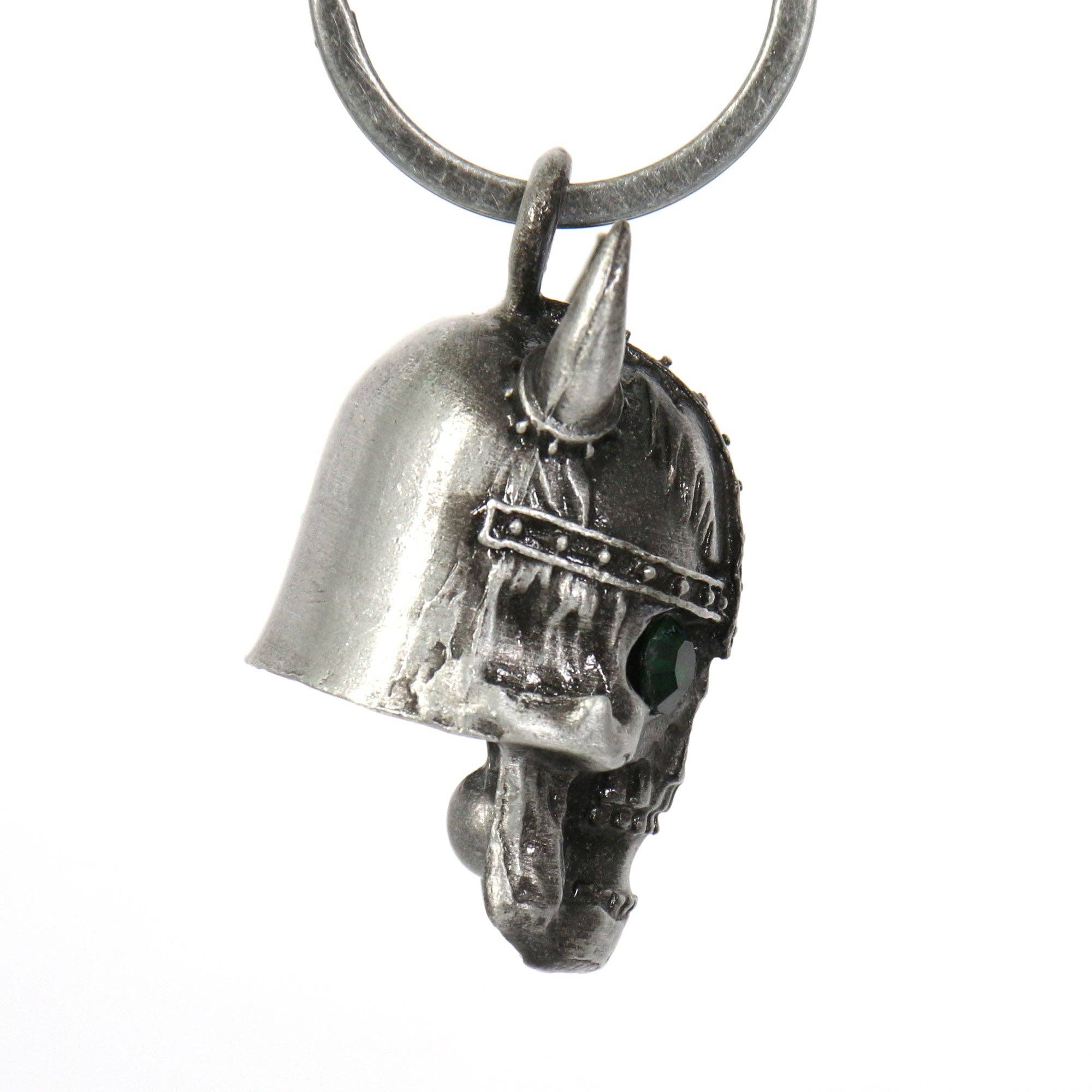 Hot Leathers Viking Skull Green Stones Bell