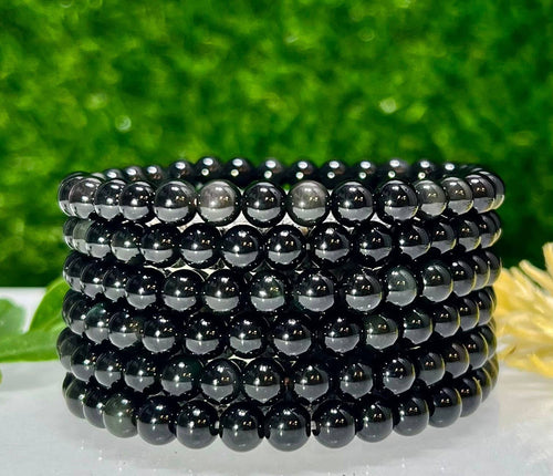 6mm Rainbow Obsidian Crystal Healing Bracelets 7.5" Stretch