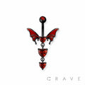 316L SURGICAL STEEL CZ DANGLE HEARTS ENAMEL WINGS BELLY