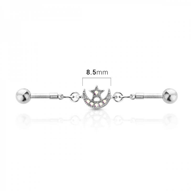 STAR&MOON LINKED 316L SURGICAL STEEL INDUSTRIAL BARBELL