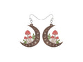 Natural Mystic Wood Mushroom Moon Earrings