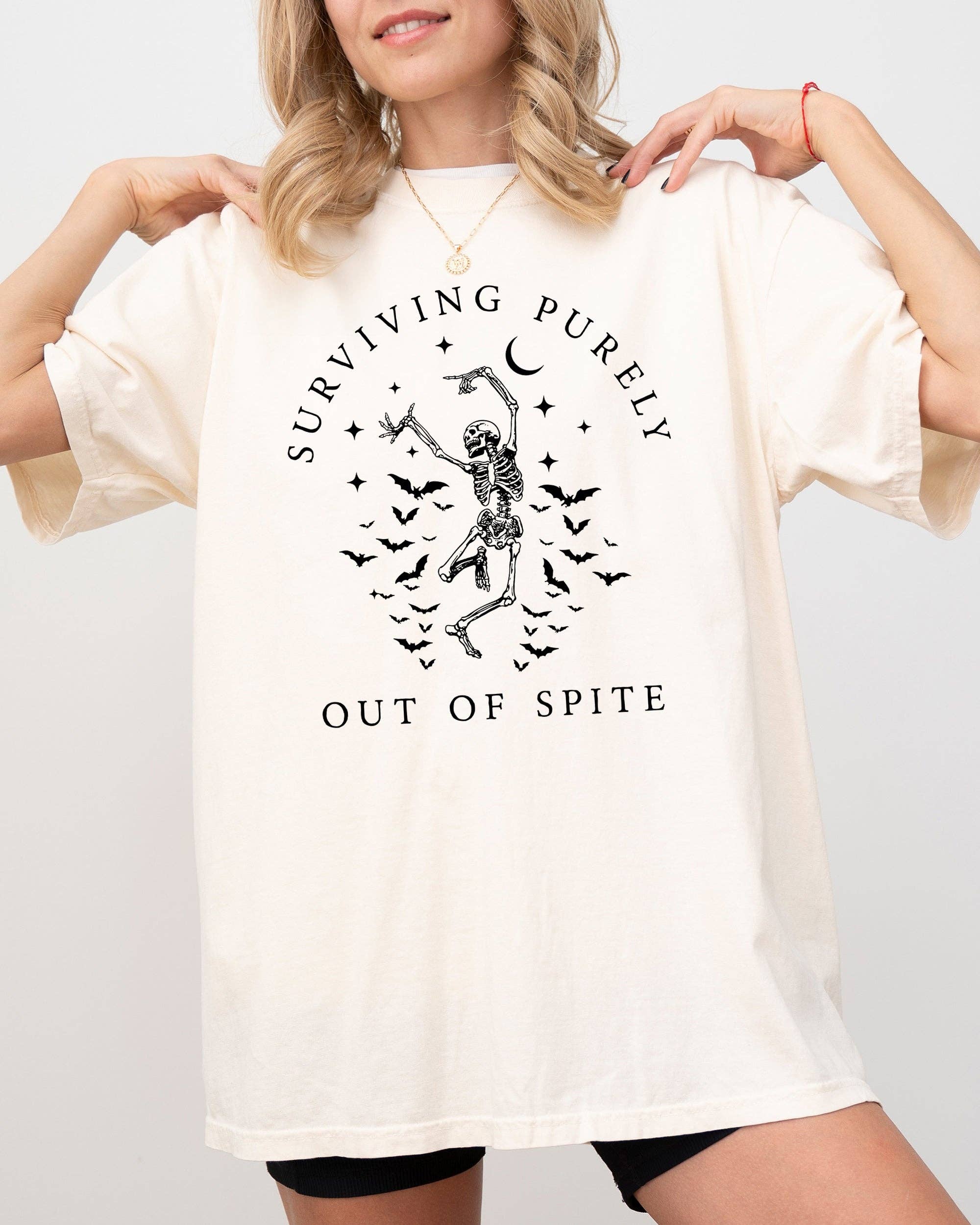 Surviving Purely Out of Spite, Skeleton Bats Halloween Shirt