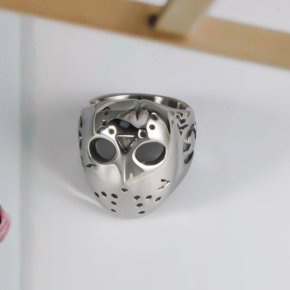 Punk Skull Titanium Steel Ring Men's Unisex Adjustable Ring