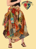 Festy Style Diamond Patchwork Finger Loops Skirt