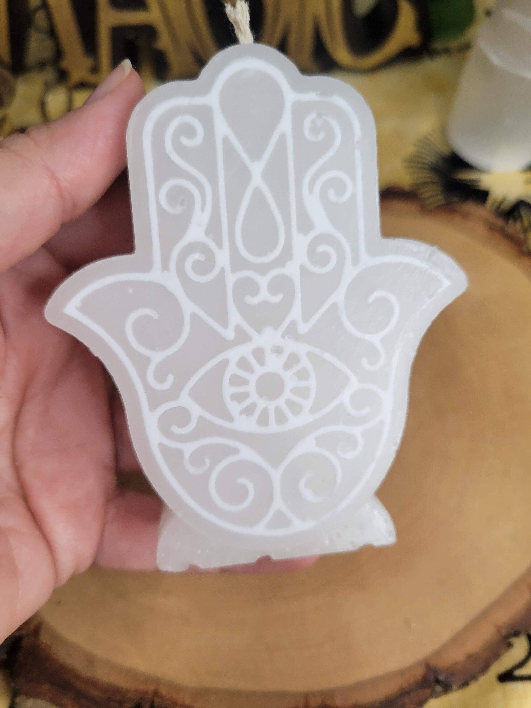 White Hamsa Candle, Hamsa Decor Candle,  Figurine Candle Evil Eye Protection Candle Spell Candle