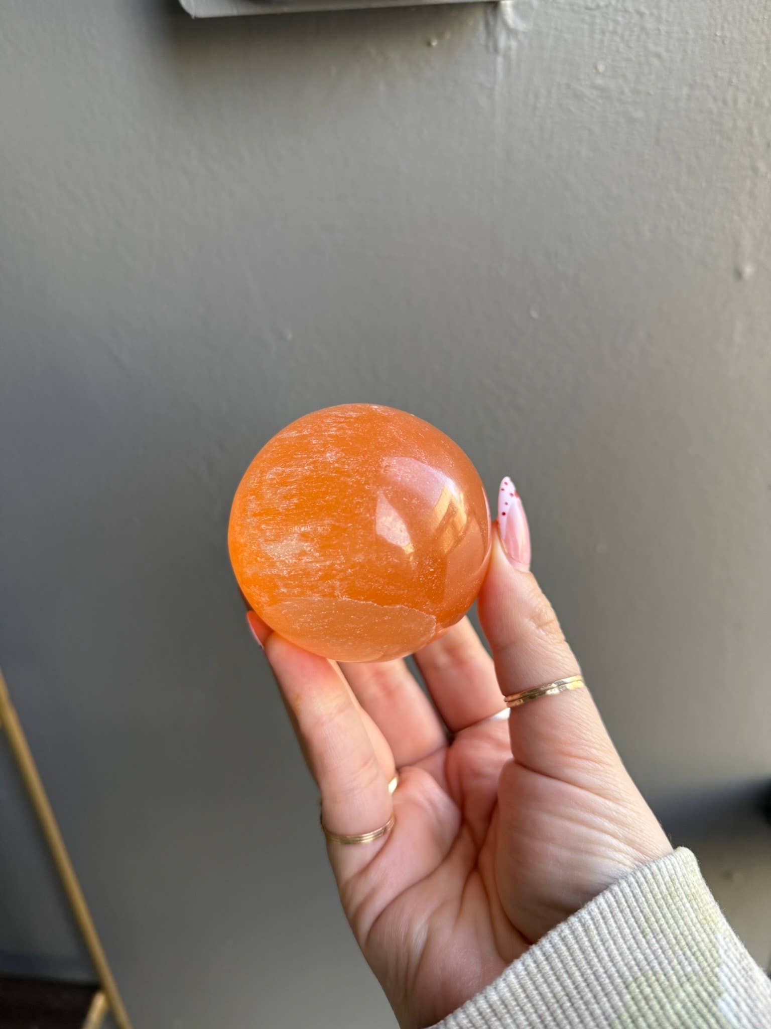 Peach Selenite Sphere – 3-Inch Crystal for Healing & Energy