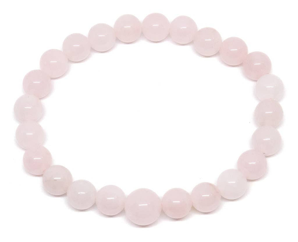Large Size Rose Quartz Beaded Bracelet Wrist Mala 8mm