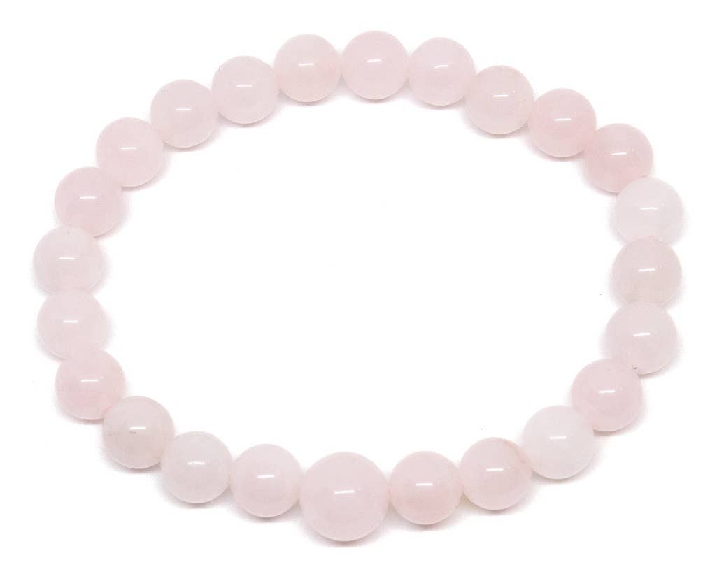 Large Size Rose Quartz Beaded Bracelet Wrist Mala 8mm