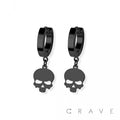 PAIR OF 316L STAINLESS STEEL HUGGIE/HOOP EARRINGS WITH SKULL