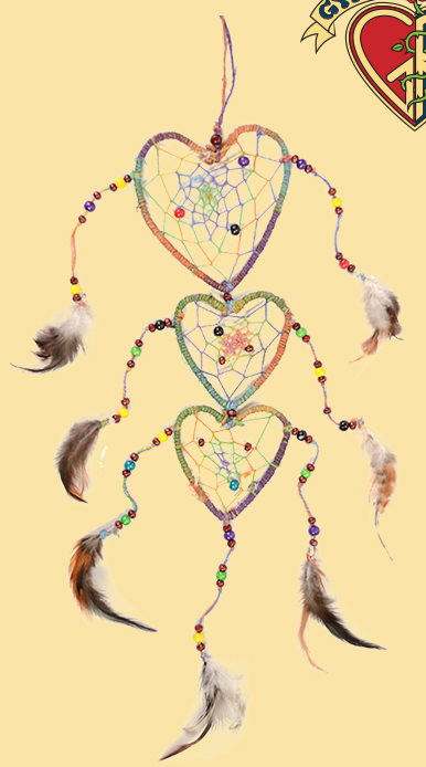 Dream Weavin' Triple Heart Colorful Hemp Dreamcatcher