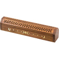 Wood Incense Storage Box Triple Moon (Each)