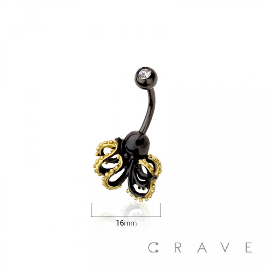 KRAKEN 316L SURGICAL STEEL DANGLE NAVEL BELLY RING