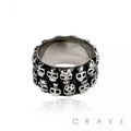 SS SKULL BIKER BAND RING