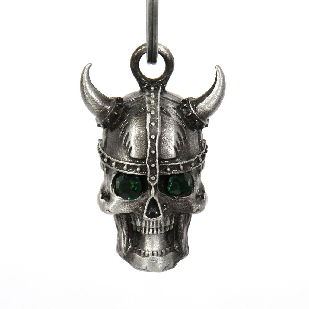 Hot Leathers Viking Skull Green Stones Bell